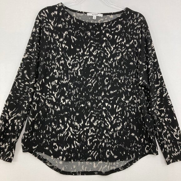 Sympli size 6 Black White Abstract Stretch Knit Dolman Sleeve Relaxed Blouse - Picture 1 of 9